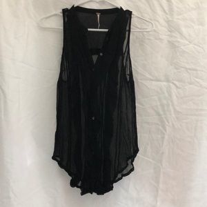 Free people black ruffle front top